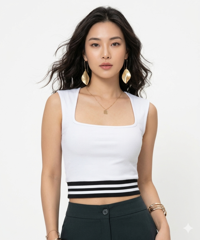 Polo Crop Top - Blanco