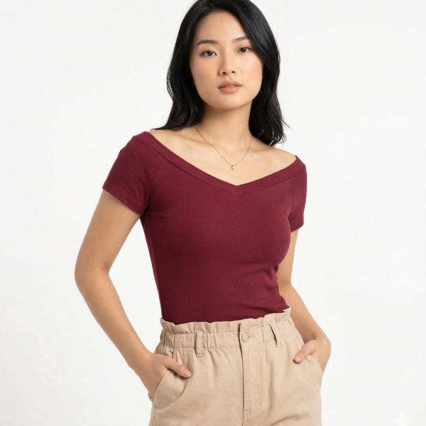 Polo Top de Escote en V